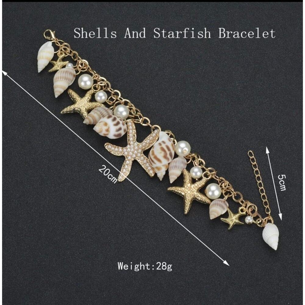 Sea Shell Bracelet Anklet Starfish Seashell Gold AP27